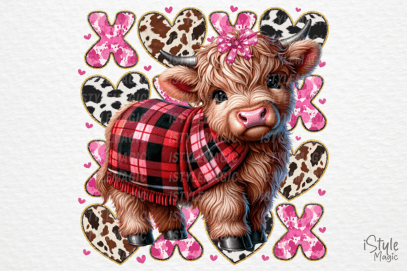 Download Valentine Highland Cow XOXO Hearts PNG - Premium Bundle