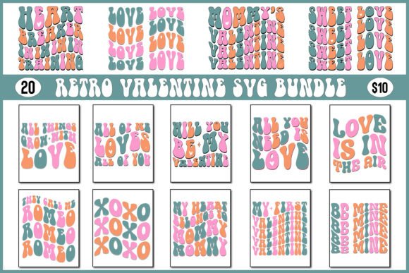 Download About Valentine Retro Wavy Design Bundle - Wavy design Collection