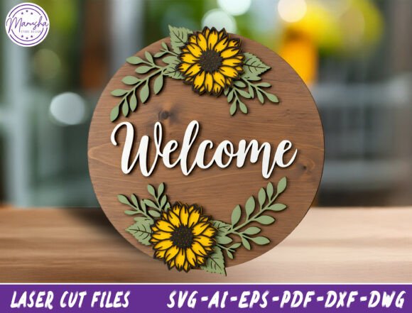 Download Sunflower Door Hanger Laser Cut File Svg - Flower Collection