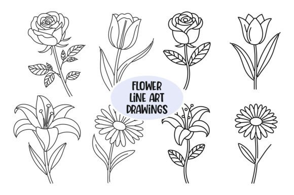 Download Flower Line Art Drawings Rose Clipart - Flower Collection